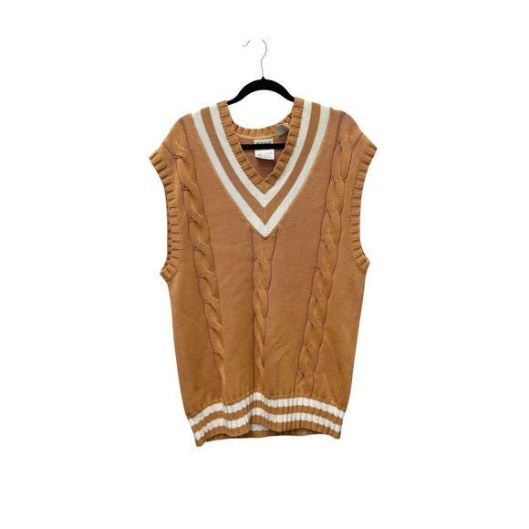 Vintage Timberland Cable Knit Sweater Vest Yellow Men's Size Large - Picture 1 of 8